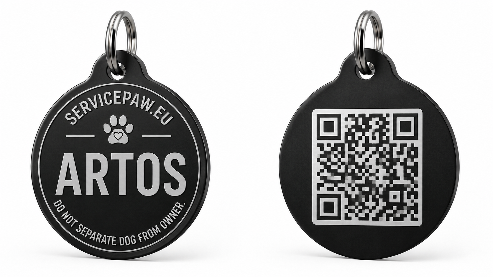 ServicePaw engraved tag front and back